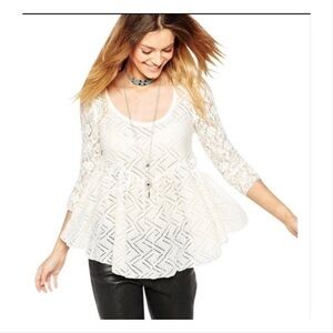 Free People open back lace peplum top